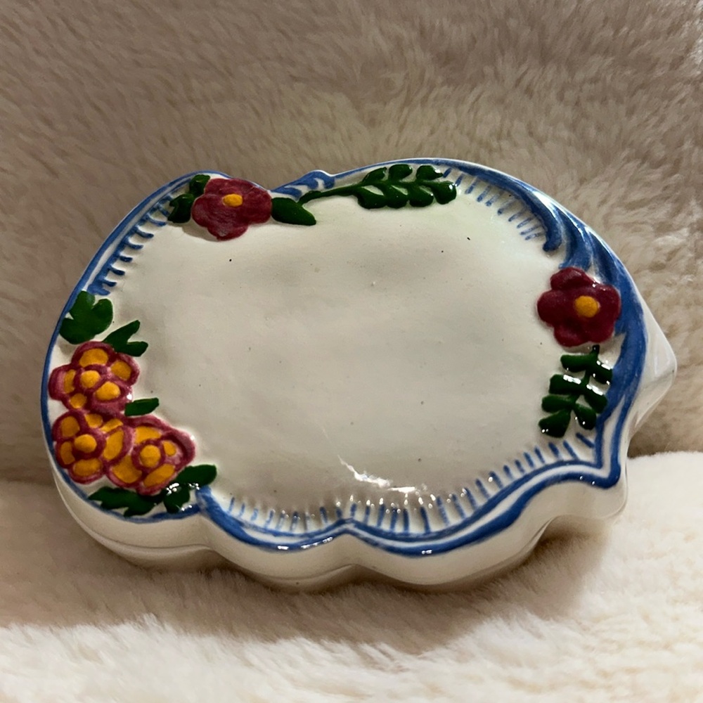Beautiful Trinket Box With Handpainted Flowers